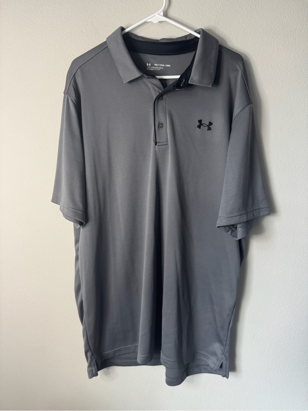 Under Armour Polo Shirt Mens 2XL Gray HeatGear Golf Athletic Performance